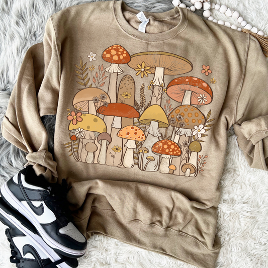 Distressed Fall Mushrooms DTF Transfer