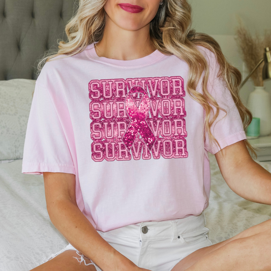 Survivor Stacked Sequin DTF Transfer