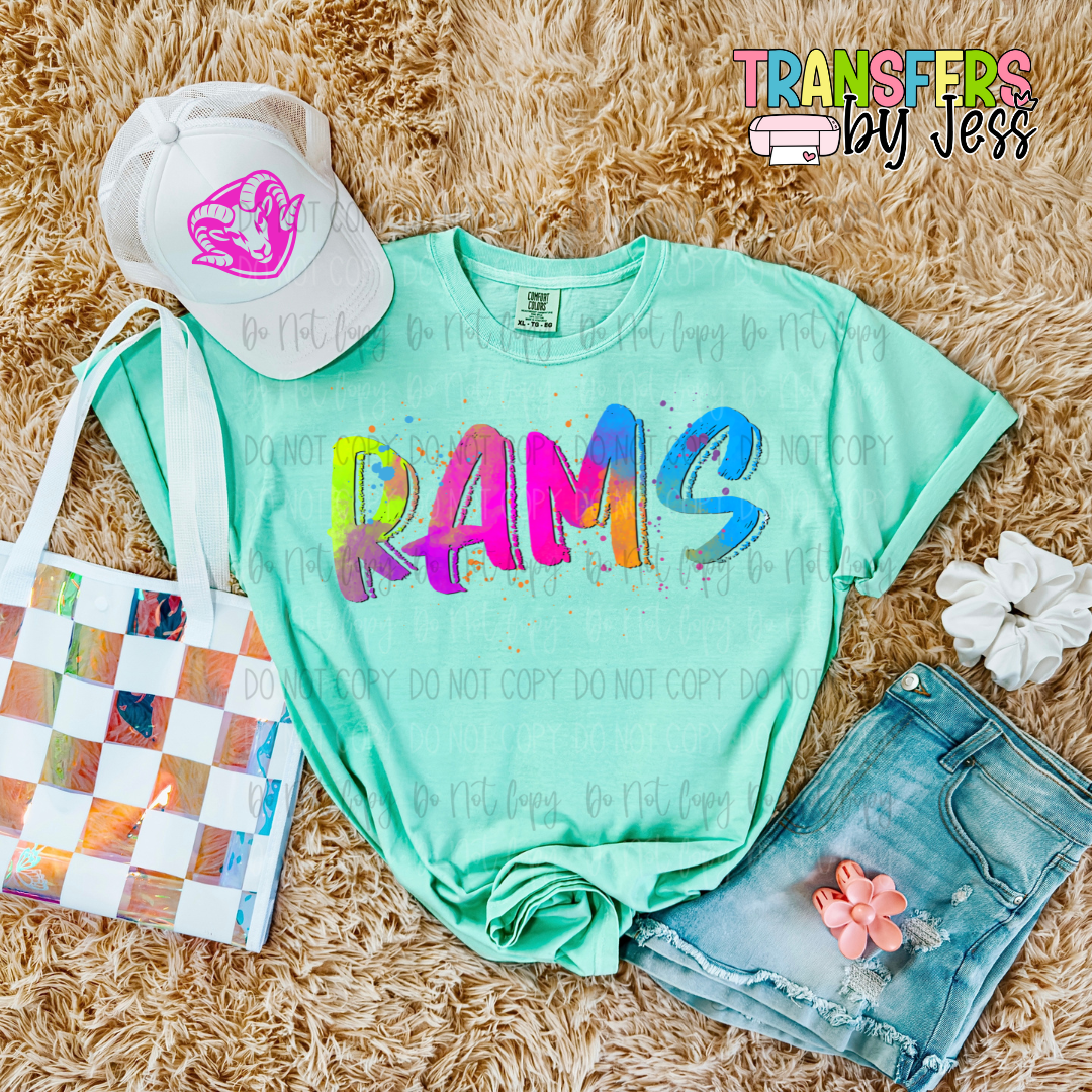 Neon Splatter Mascots DTF Transfer