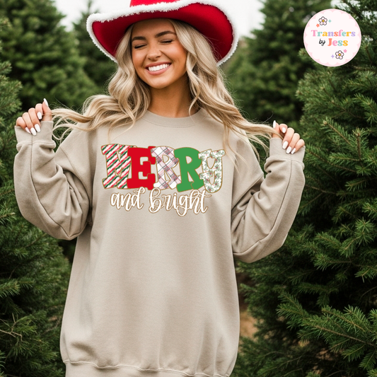 Merry and Bright DTF Transfer