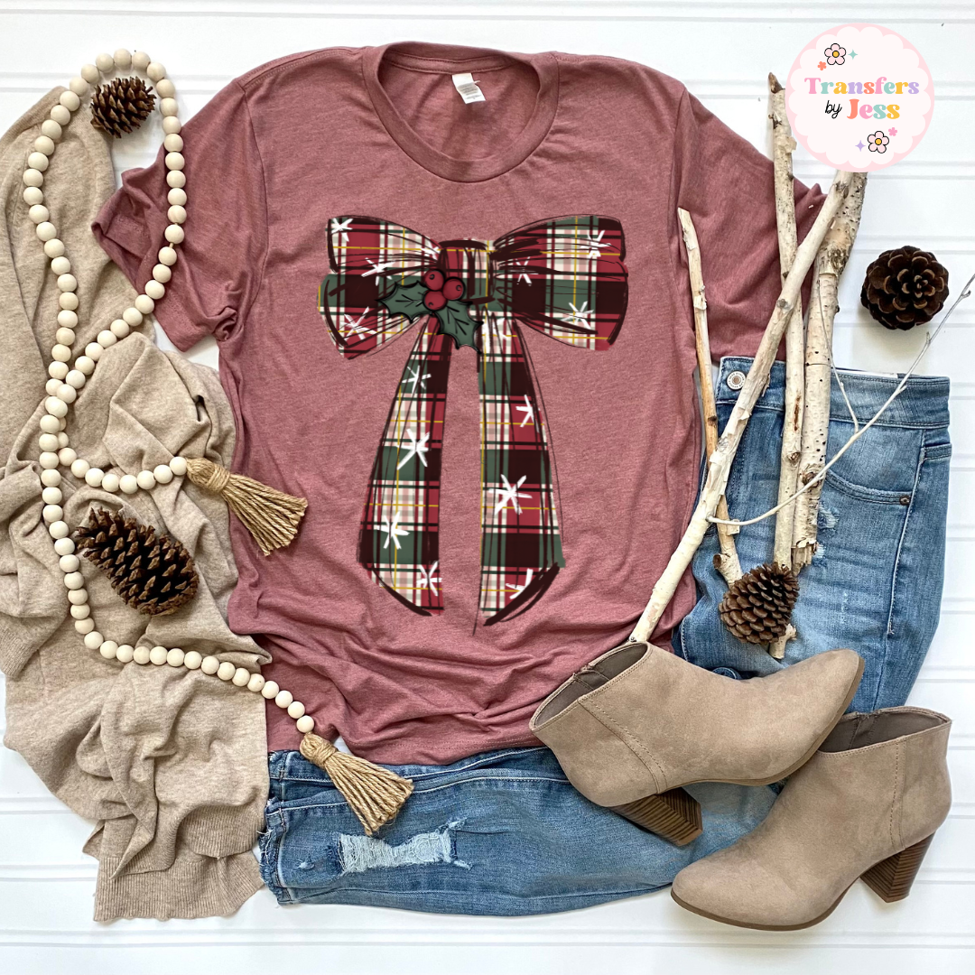 Vintage Christmas Bow DTF Transfer