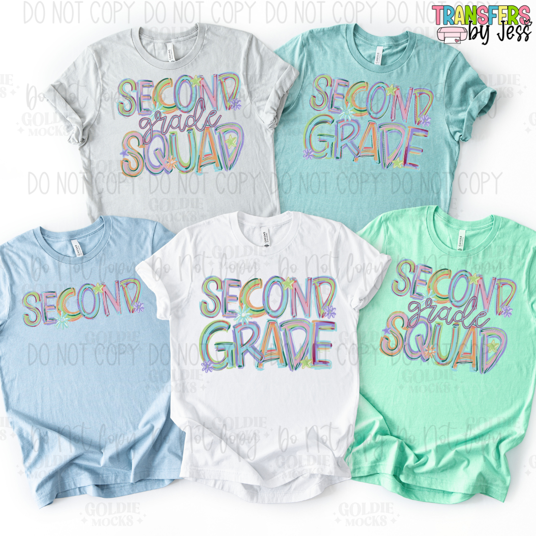 Pastel Tilted Grade Levels DTF Transfer
