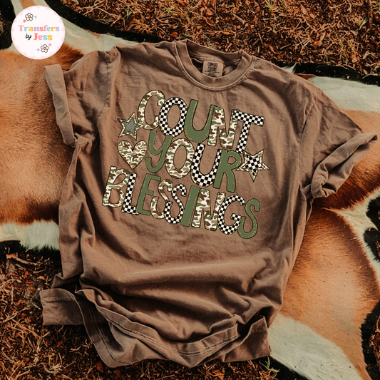 Count Your Blessings Camo DTF Transfer
