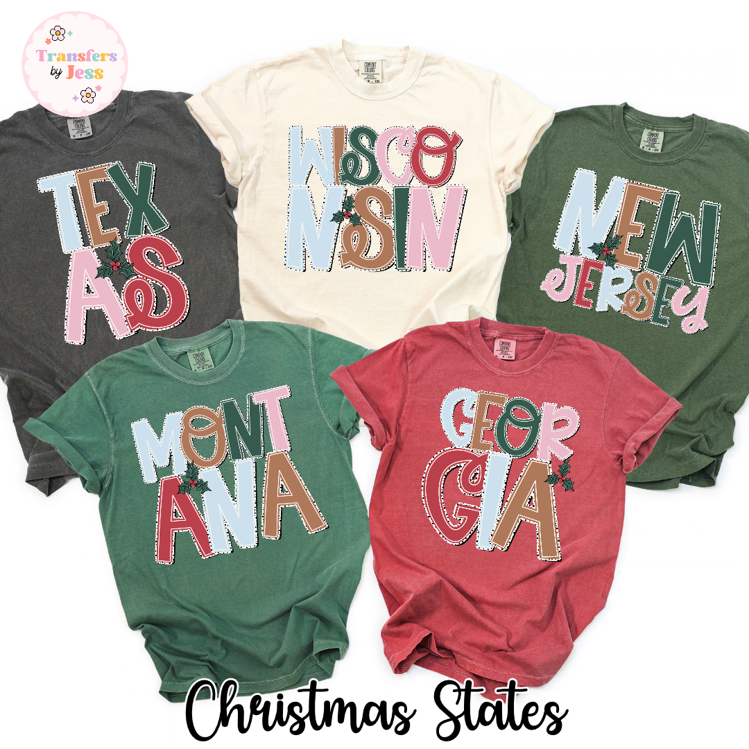 Christmas Holly States DTF Transfer
