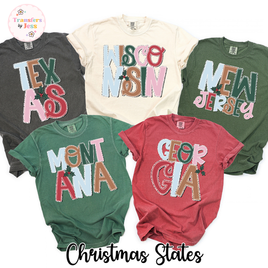 Christmas Holly States DTF Transfer