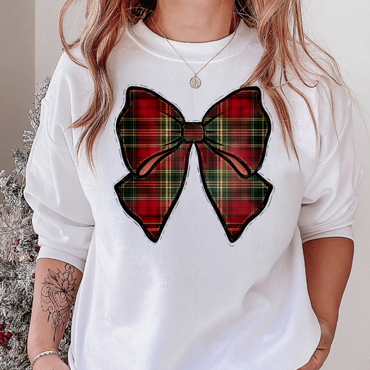 Plaid Christmas Bow DTF Transfer