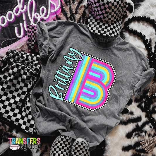 *Custom Letter Initial 90's Vine Neon DTF Transfer
