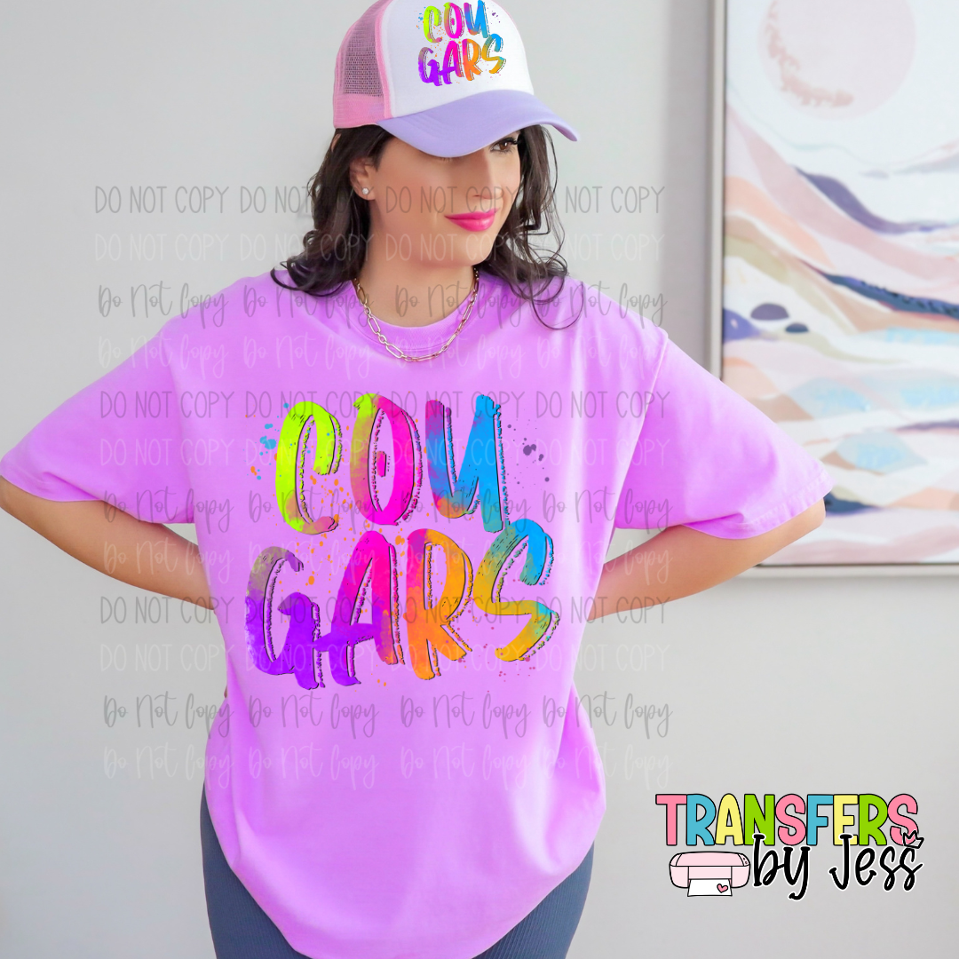 Neon Splatter Mascots DTF Transfer
