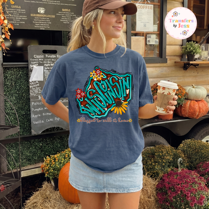Turquoise Sunflower States DTF Transfer