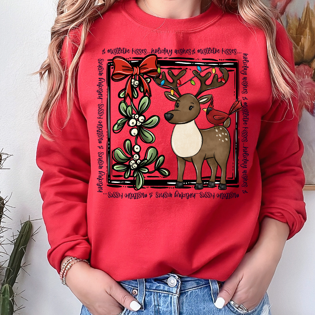 Mistletoe Kisses Reindeer DTF Transfer