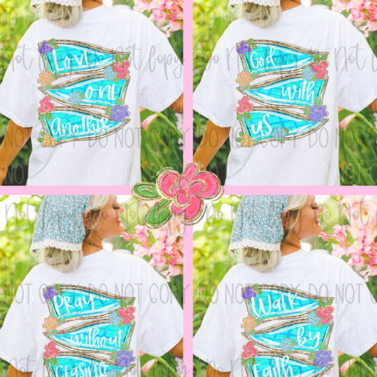 Floral Faith Pennants DTF Transfer