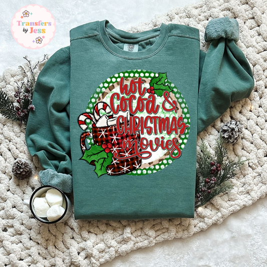 Hot Cocoa and Christmas Movies DTF Transfer