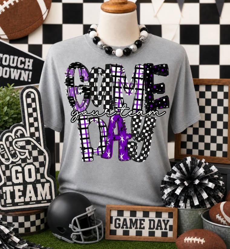 Pattern Game Day Word Art DTF Transfer