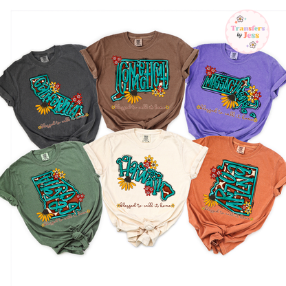 Turquoise Sunflower States DTF Transfer