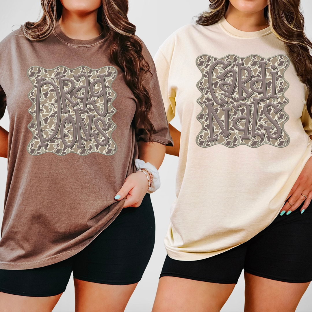 Camo Framed Mascots DTF Transfer