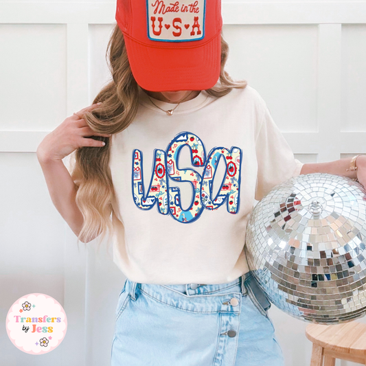 USA Monogram DTF Transfer