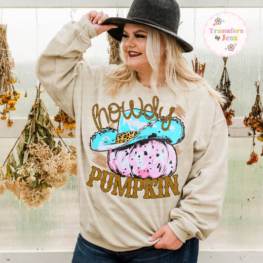 Western Howdy Pumpkin DTF Transfer