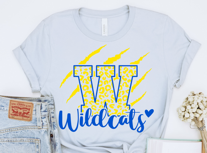 Wildcats Blue and yellow DTF Transfers DTF2283