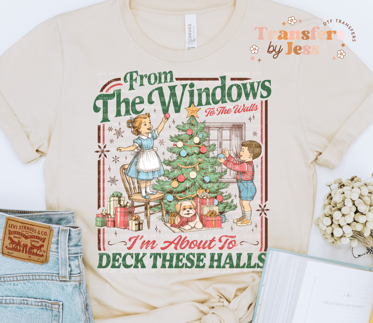 From the window to the walls Christmas DTF Transfer