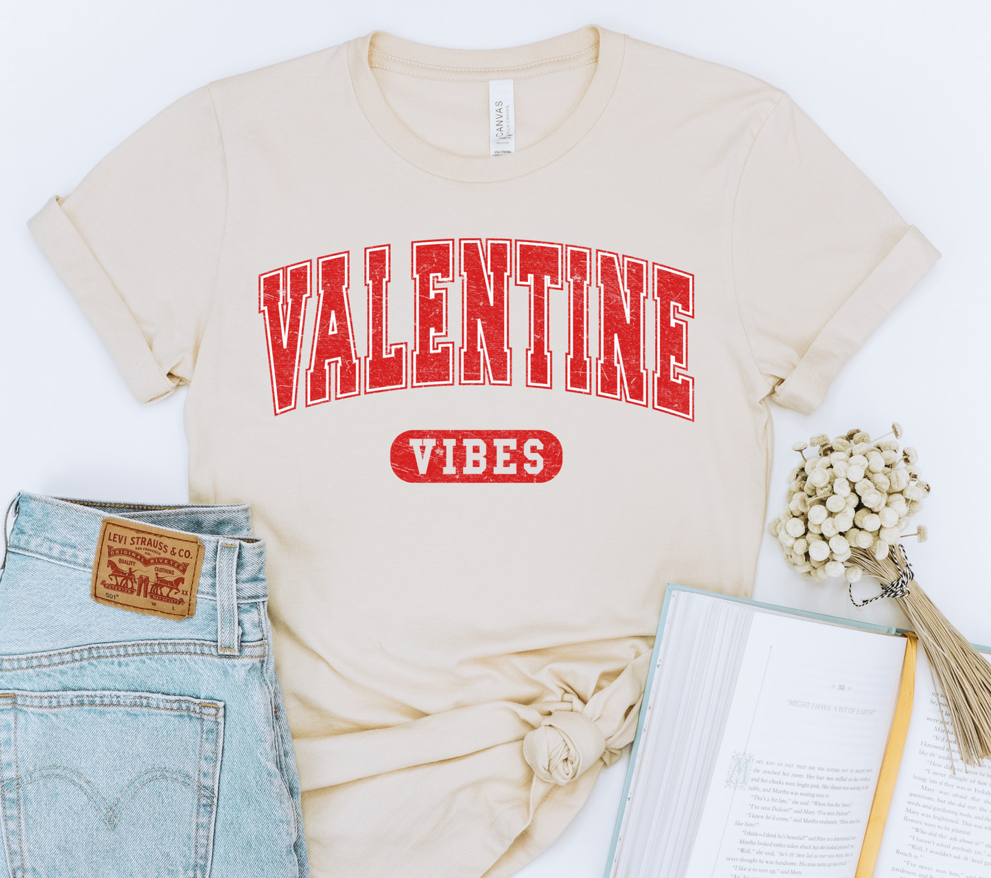 Valentine vibes red University style DTF Transfers DTF4210