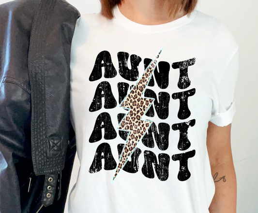 Leopard Print, Bolt Aunt DTF Transfers Aunt 001