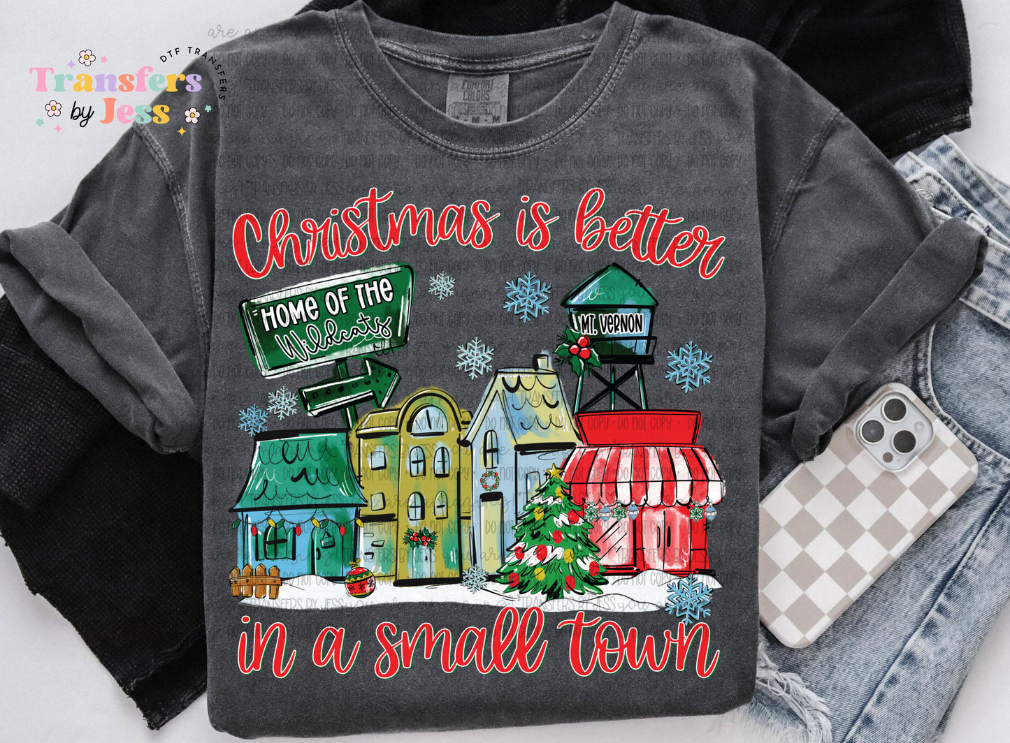 Christmas Is Better In A Small Town red Custom DTF Transfer