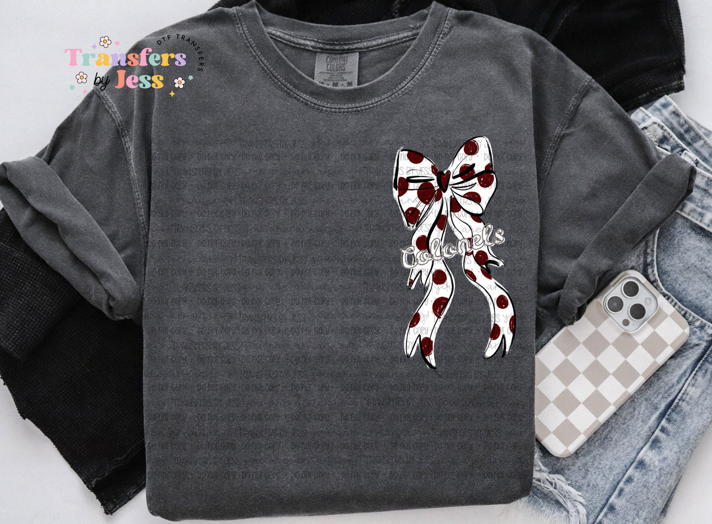Polka Dot Preppy Bow Mascot DTF Transfer