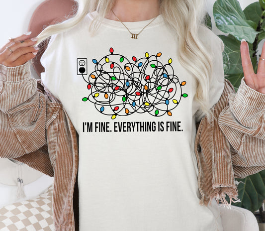Everything thing is fine - Christmas Light DTF Transfer DTF2140
