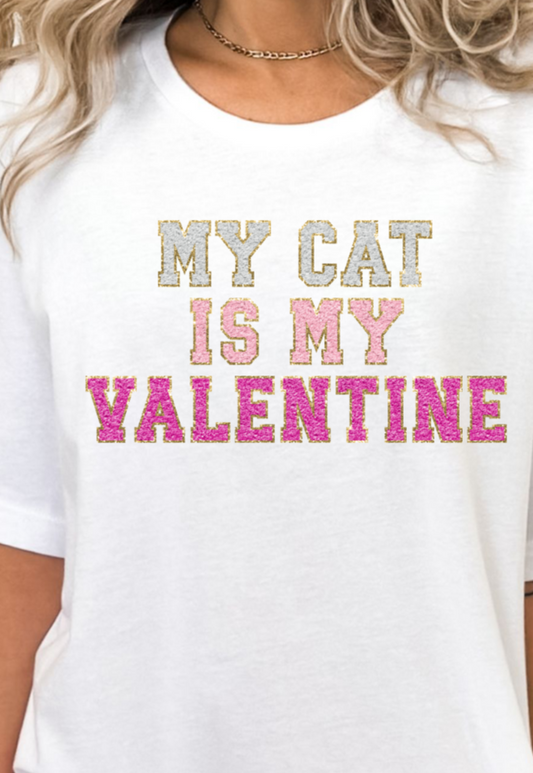 Faux Chenille My Cat Is My Valentine DTF Transfers DTF4323