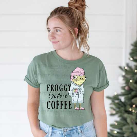 Froggy Before Coffee DTF Transfer