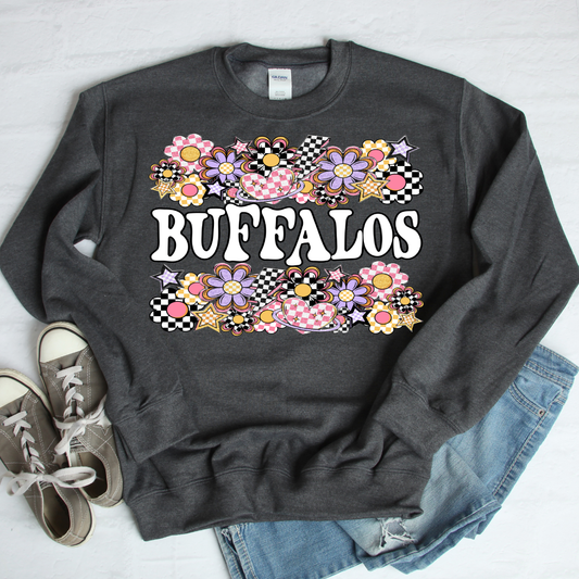 Funky Flowers Mascots Buffalos DTF Transfer