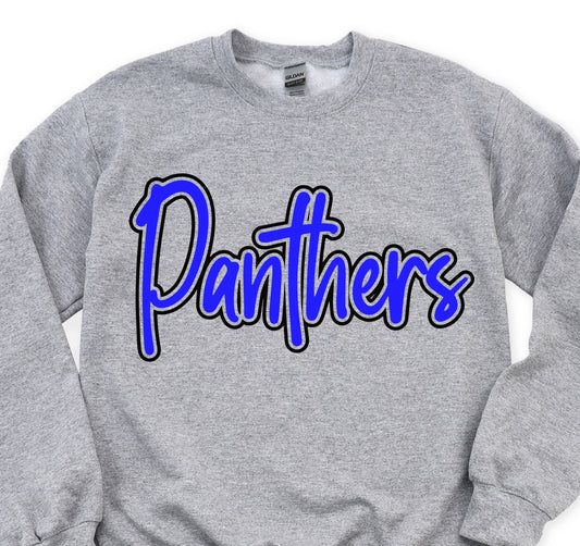Panthers Script Blue Text DTF Transfers DTF4245