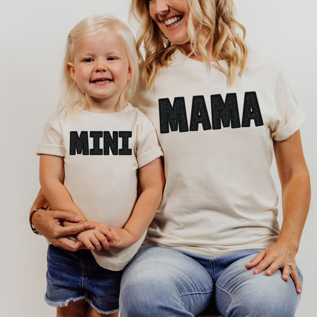 Mama And Mini Black Glitter DTF Transfer