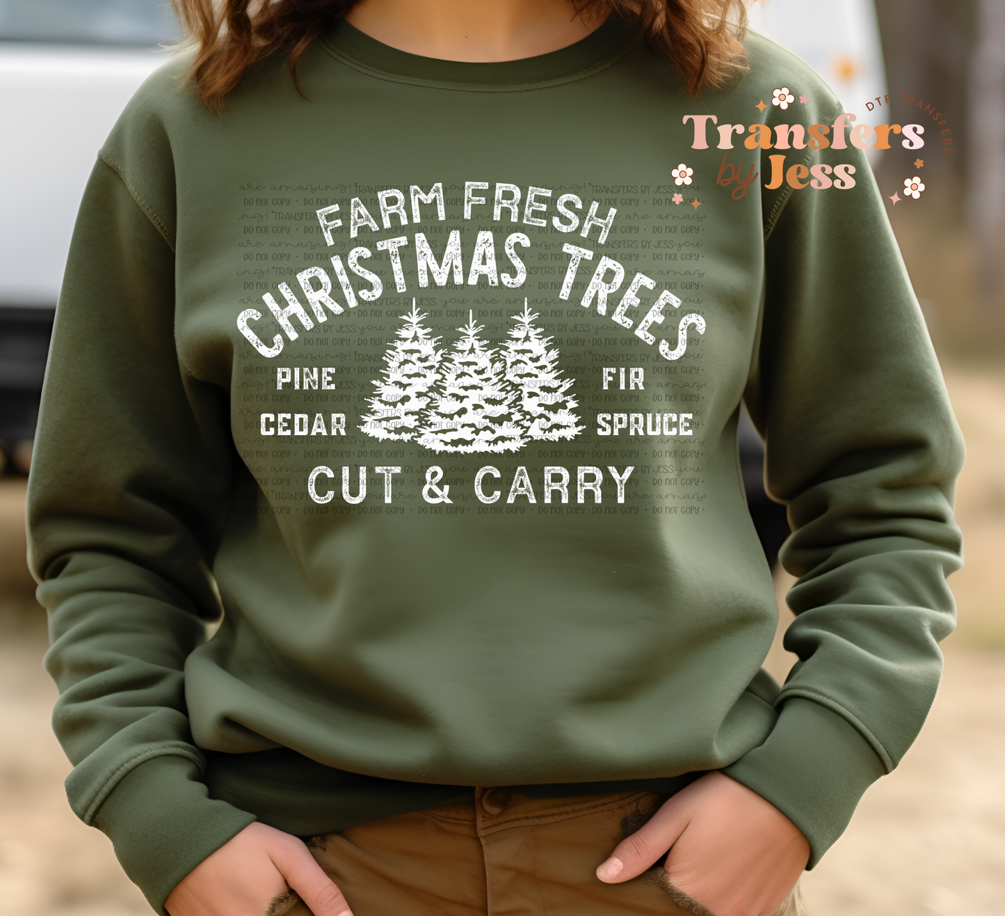 Farm Fresh Christmas Trees white DTF Transfers DTF2170