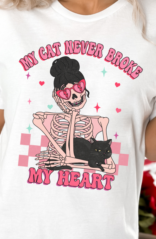 My Cat Never Broke My Heart Valentine DTF Transfers DTF4282