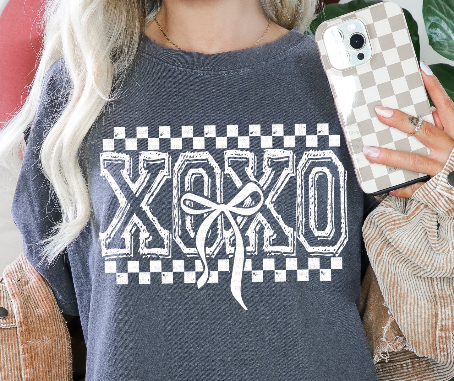 XOXO White Coquette Bow Valentine's DTF Transfer