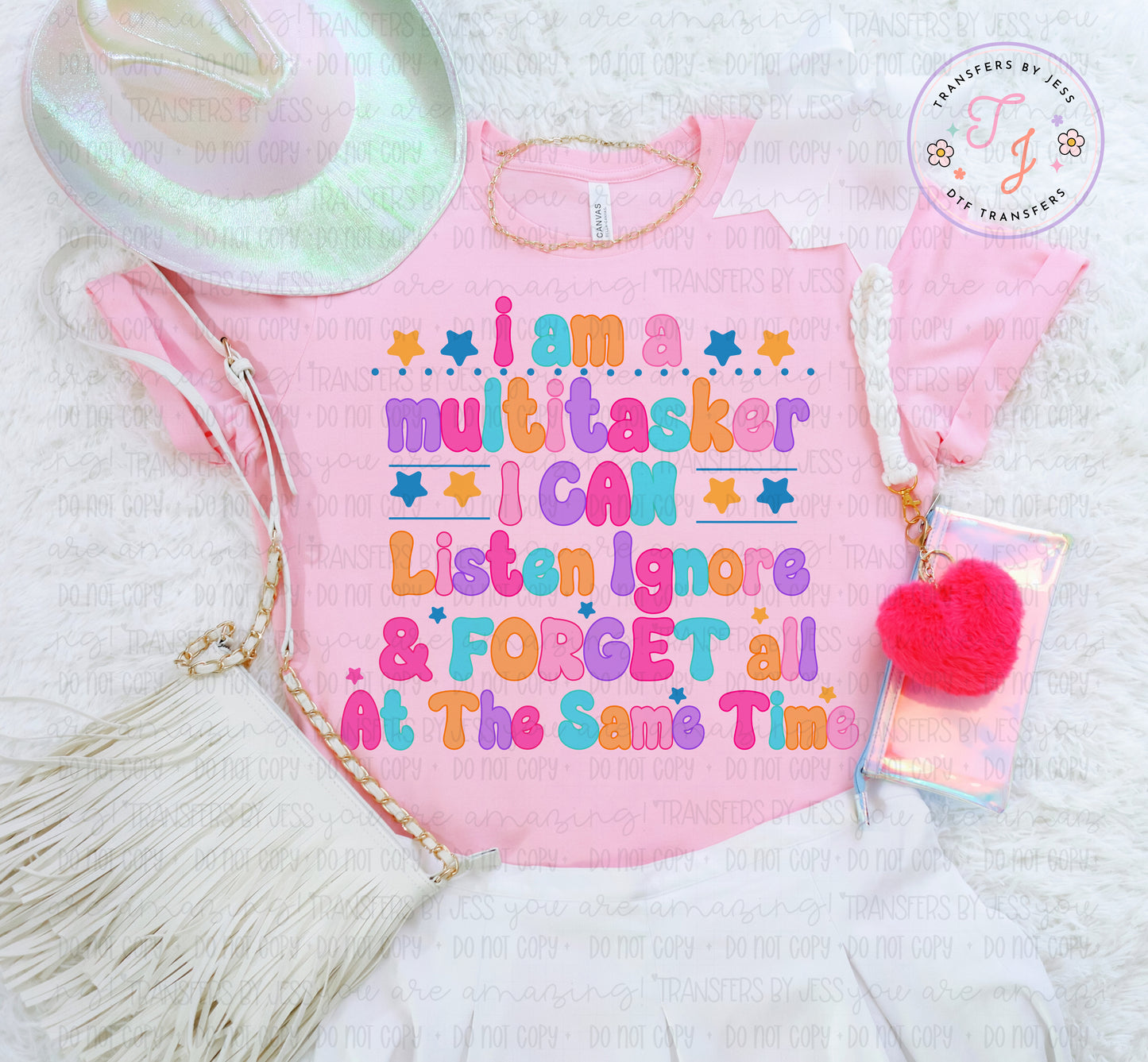 Multitasker DTF Transfer Ready to Press | Funny Mom Shirt Design | Teacher Humor | Colorful Heat Transfer