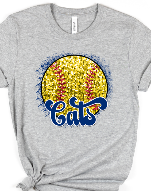 Cats Sequin Softball - DTF Transfers - DTF1168