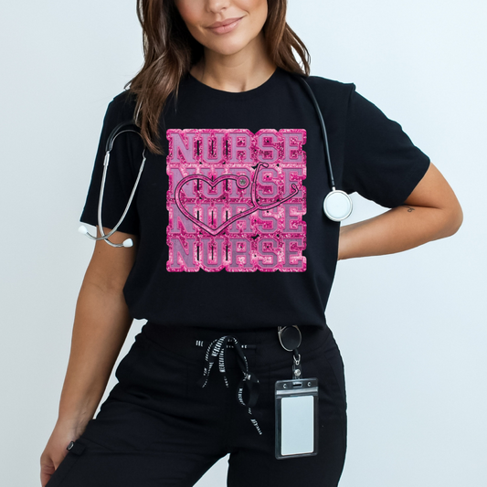 Nurse Stacked Sequin DTF Transfer