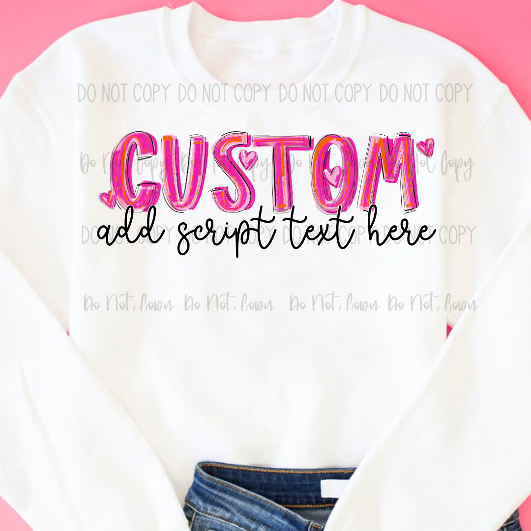 *CUSTOM Pink Brushstroke Font Mascot DTF Transfer