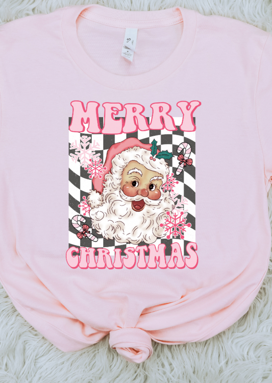 Merry Christmas Pink Santa DTF Transfers DTF4017