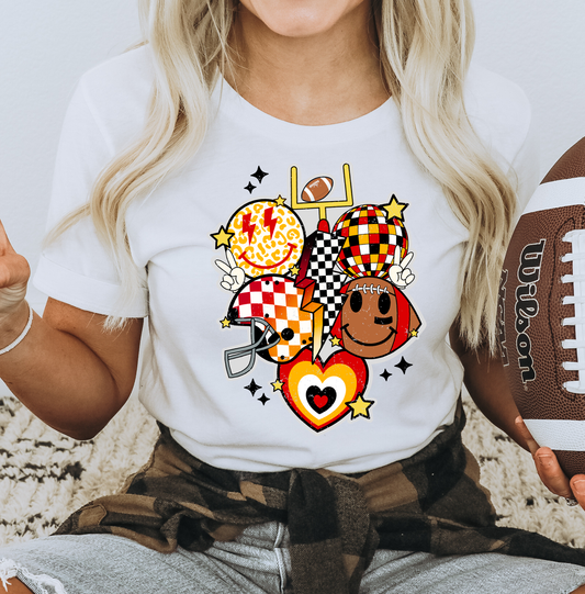 Yellow Red & Black Football Preppy DTF Transfers DTF4175