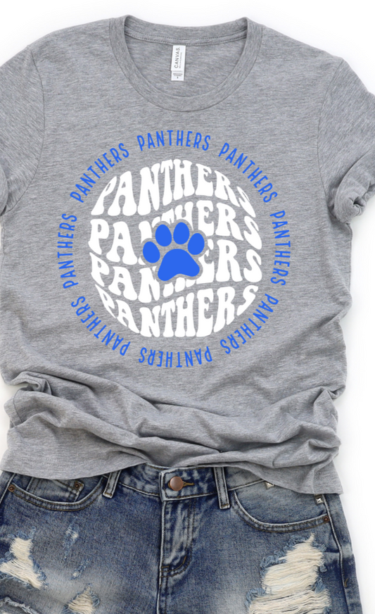 Panthers Wavy Text Circle White Font DTF Transfers DTF4260