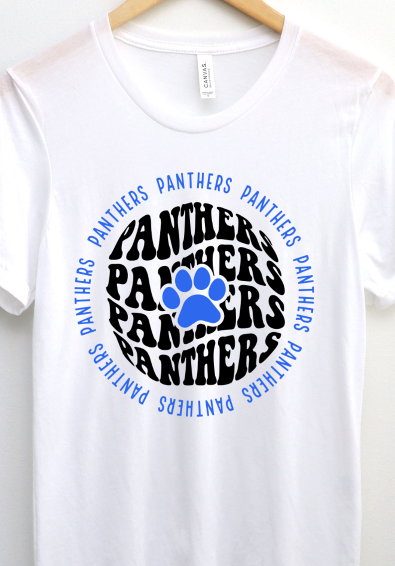 Panthers Wavy Text Circle Black Font DTF Transfers DTF4261