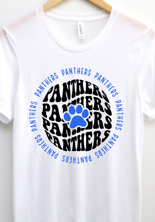 Panthers Wavy Text Circle Black Font DTF Transfers DTF4261