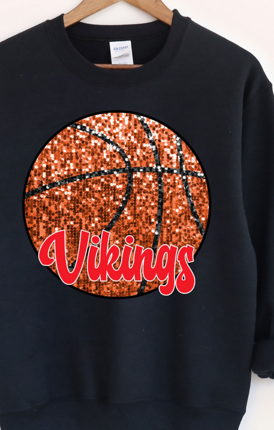 North Posey Vikings sequin basketball DTF Transfers DTF4194