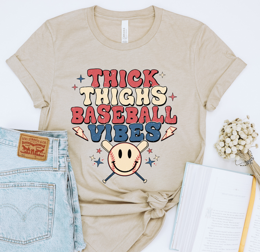 Retro Thick Thighs and Baseball Vibes DTF Transfers