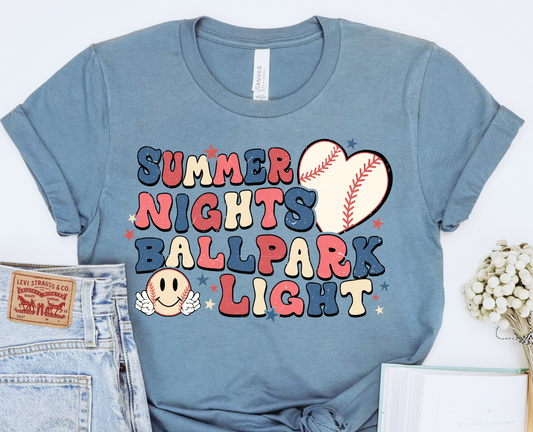Retro Summer Nights Ballpark Lights DTF Transfers