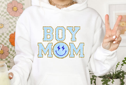 Faux Chenille "patch" Boy Mom   DTF
